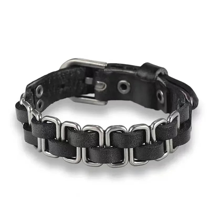 Hip Hop Rock PU Leather Bracelet Men and Women Punk Spikes Rivets Skull Heart Cross Creative Party Bracelet Jewelry Accessories - Live Store 4U