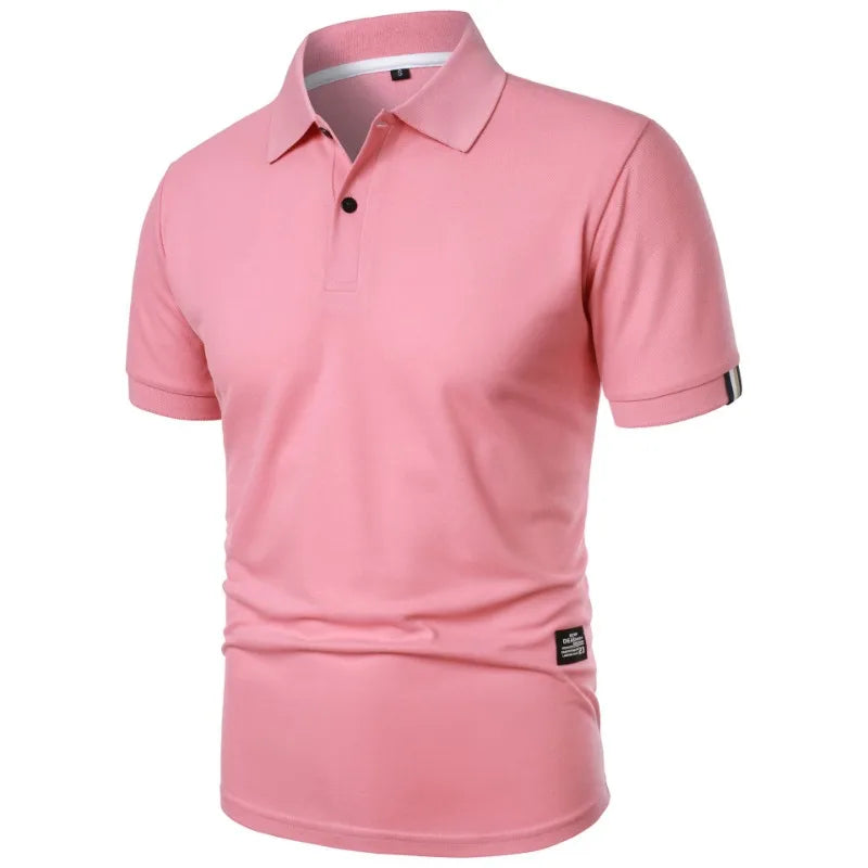 New Solid Color Polo Shirt Men's Short Sleeve Button Tshirts Lapel Lightweight  Streetwear Sport Casual Tops - Live Store 4U