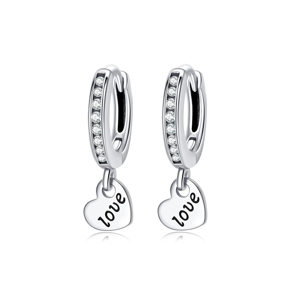 Original 925 Sterling Silver Earrings 2025 Stud Hoop Crystal Earings For Women Rose Gold Crown Heart Infinity Bee Earing Jewelry