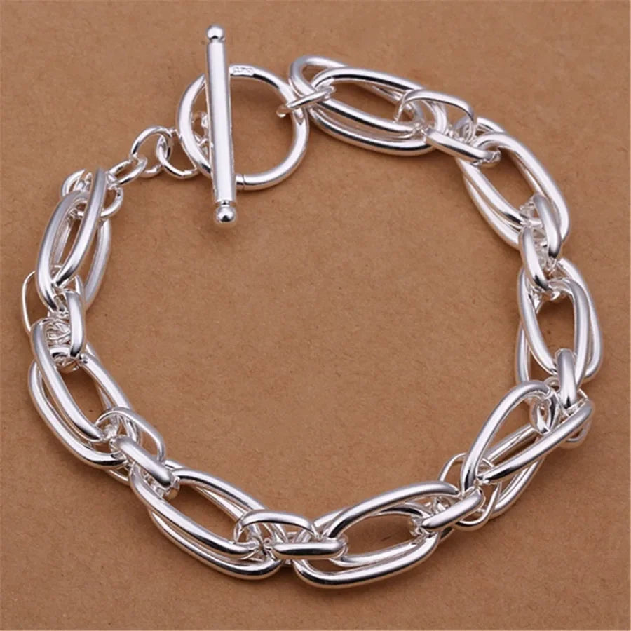 Fine 925 Sterling Silver Noble Nice Chain Solid Bracelet for Women Men Charms Party Gift Wedding Fashion Jewelry Hot Model - Live Store 4U