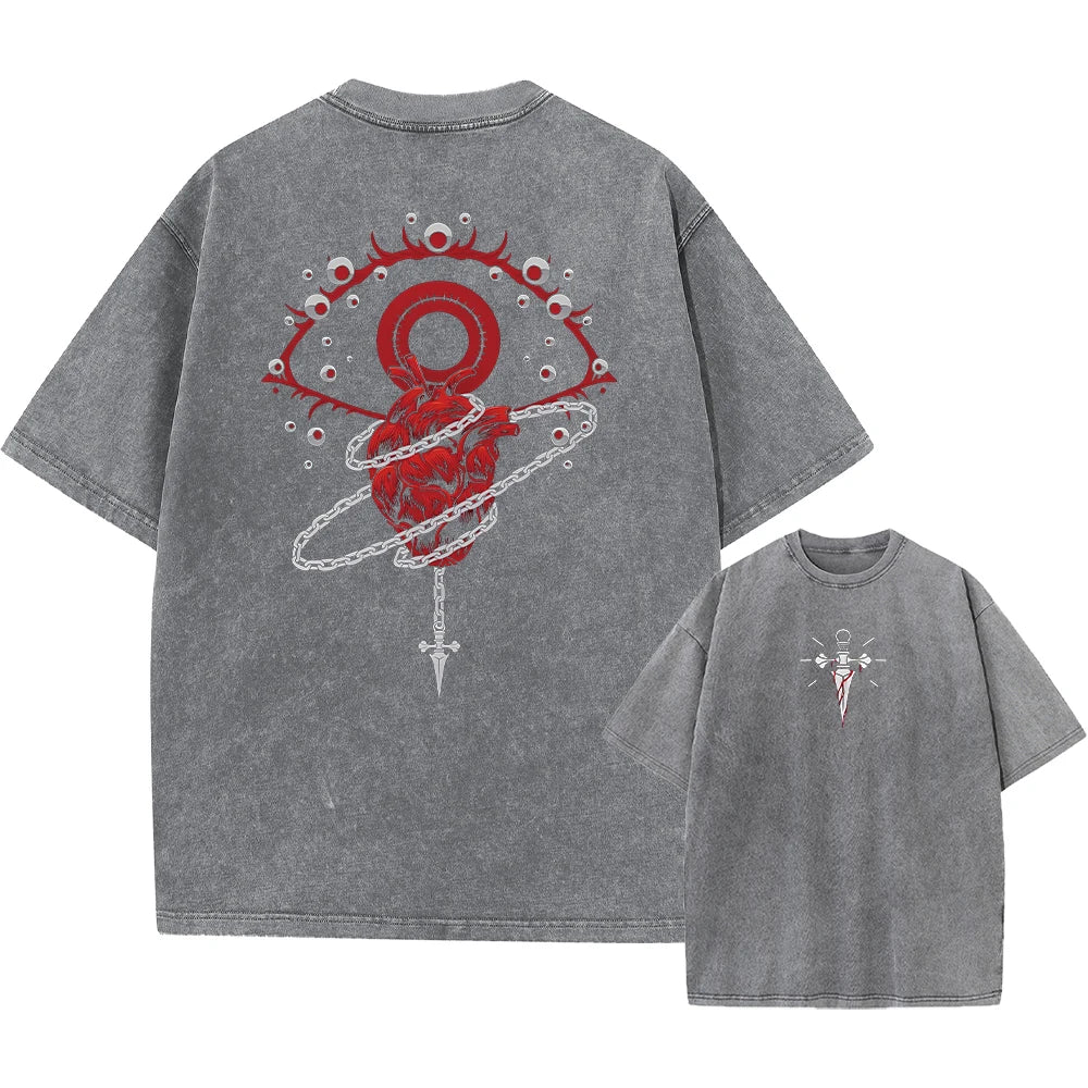 Japanese Anime Hunter X Hunter Print T-shirt Men Washed TShirt Hip Hop Streetwear TShirt Summer Harajuku Acid Cotton Tee Unisex - Live Store 4U