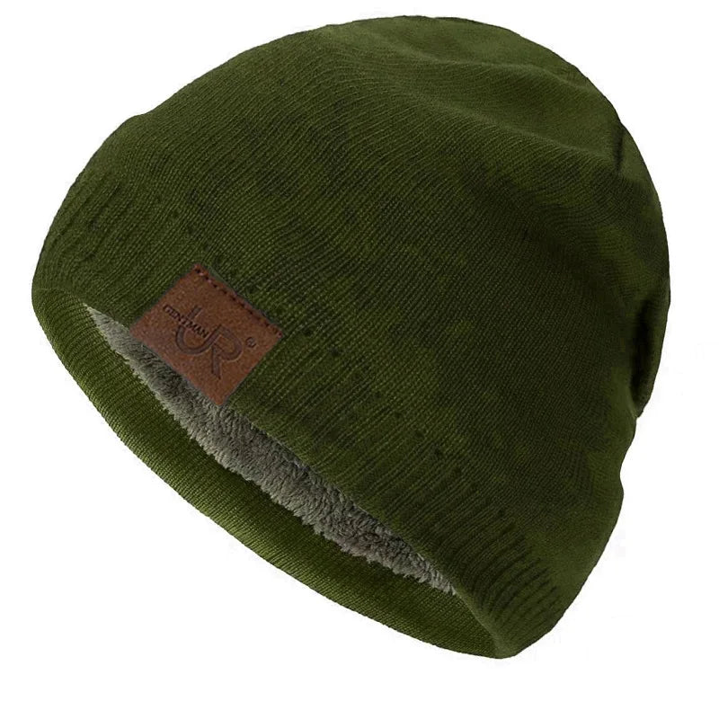 Unisex URGENTMAN Labal Winter Hats Solid Color Knitted Hats For Men And Women Beanie Cap Outdoor Add Fur Lining Warm Sports Hats - Live Store 4U