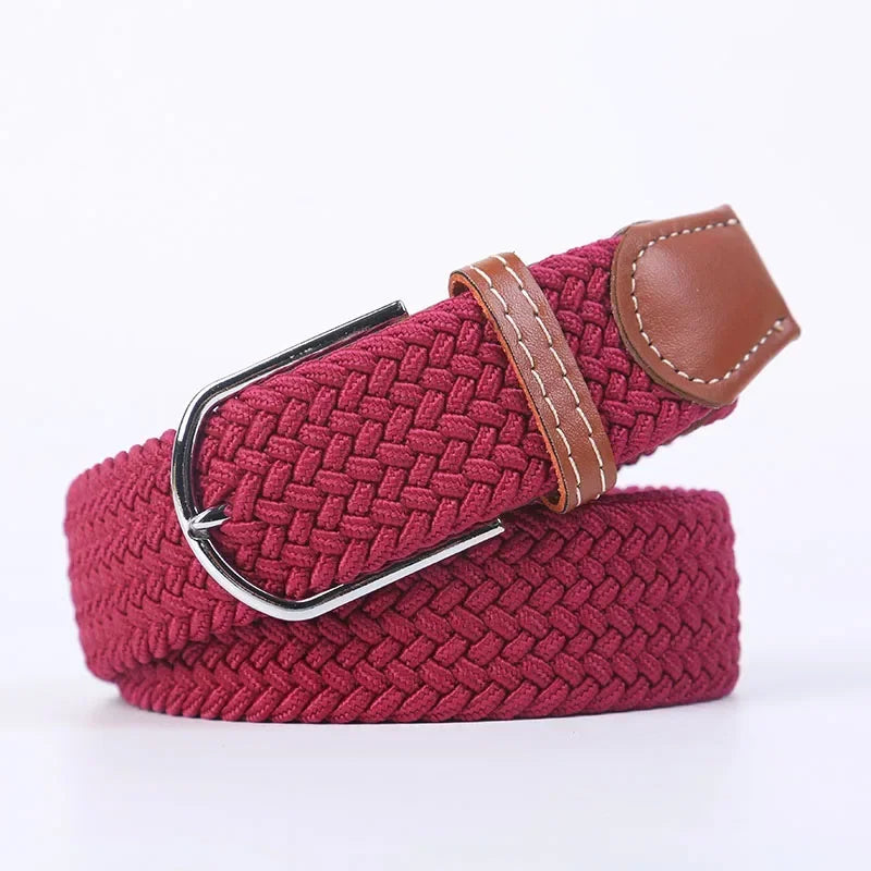 107/120/130cm UNISEX Casual Knitted Pin Buckle Women Belt Woven Canvas Elastic Expandable Braided Stretch Jeans Belts for Men - Live Store 4U
