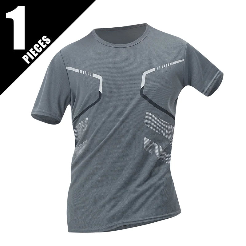 1/3/4 Pieces Summer Men's Printed Quick-drying Breathable Short-sleeved Plus Size Loose Sports Casual T-shirt Multicolor Choice - Live Store 4U
