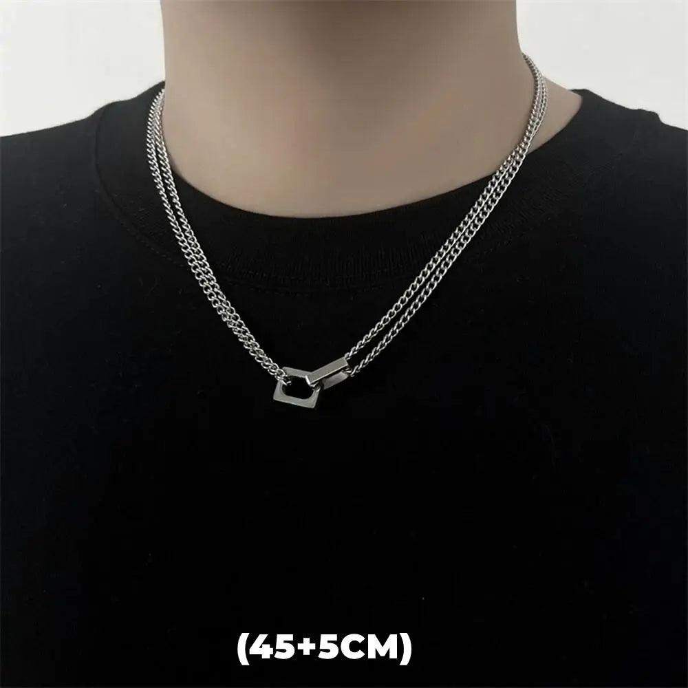 Hip Hop Zircon Star Double Layer Necklace For Men Women Trend Charm Titanium Steel Pendant Chain Unisex Jewelry Wholesale - Live Store 4U