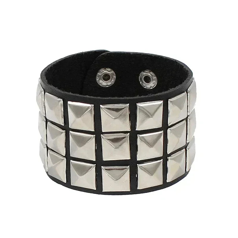 Punk Hip Hop Rock PU Leather Bracelet Unisex Trendy Chain Skull Pentagram Rivet Bracelet Party Jewelry Accessories - Live Store 4U
