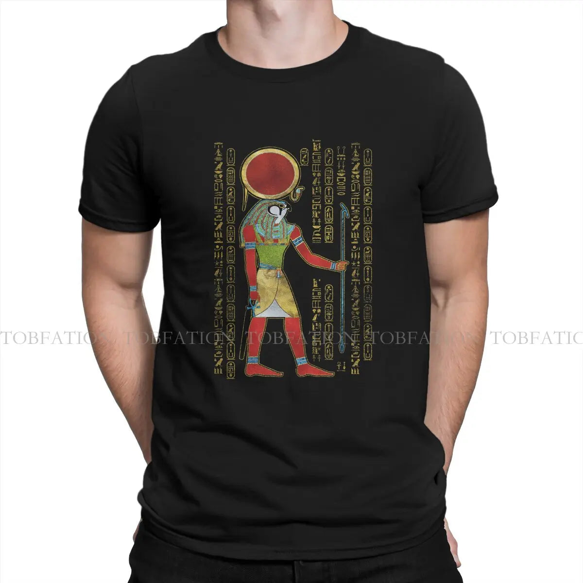 Ancient Egypt Egyptian TShirt for Men Re Horakhty Ra Horakht Ornament Classic Humor Casual Sweatshirts T Shirt