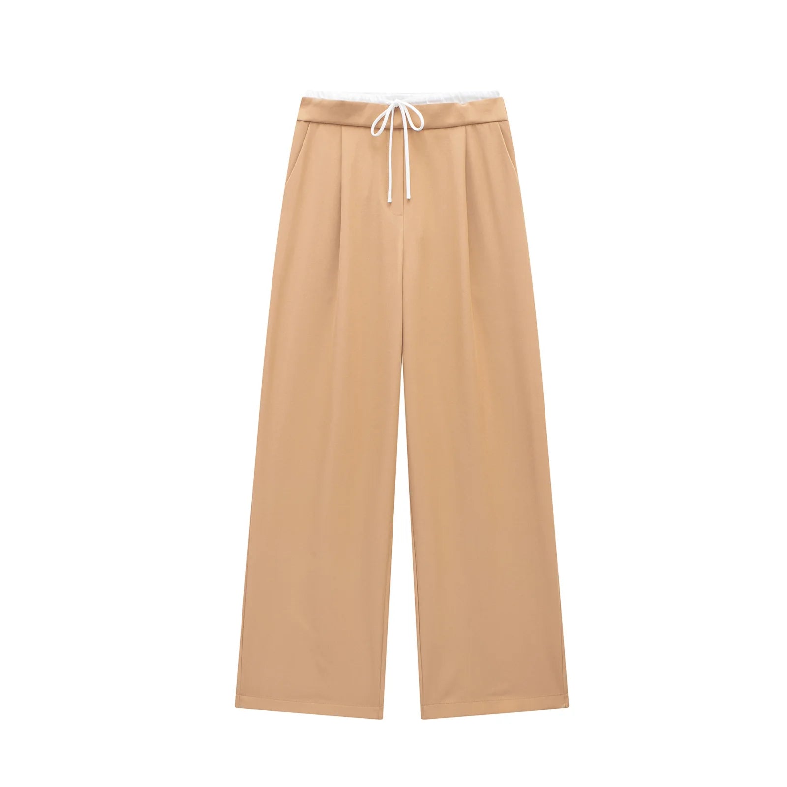 Willshela Women Fashion Solid Lace Up Side Zipper Straight Pants Vintage High Elastic Waist Female Chic Lady Trousers - Live Store 4U