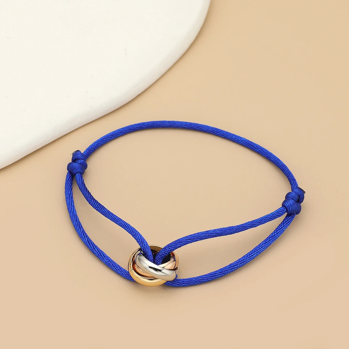 Simple Fashion Unisex Bracelet 3 Metal Round Circle Accessory Adjustable Men's Rope Bracelet for Women Jewelry Gifts - Live Store 4U