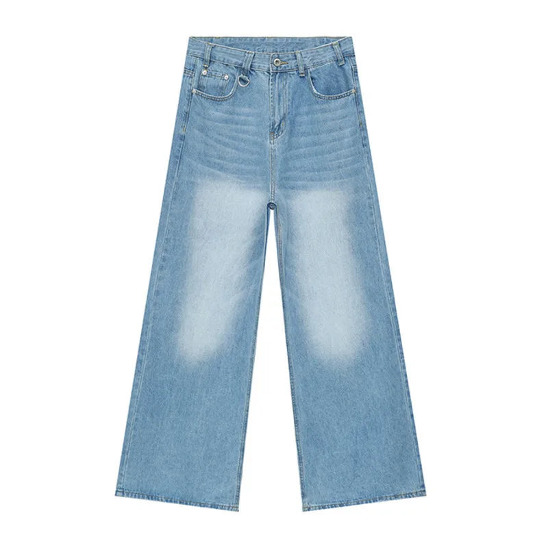 IEFB 2024 Autumn Men Denim Pants Straight Droop Vintage Loose Bottom Straight Wide Leg Casual Male Trousers Korean Style 9C1519 - Live Store 4U