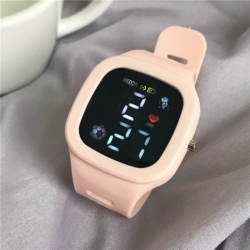 Men Women Watch Led Digital Sports Watch For Kids Boys Girls Square Big Dial Waterproof Silicone Men's Electronic Wristwatch