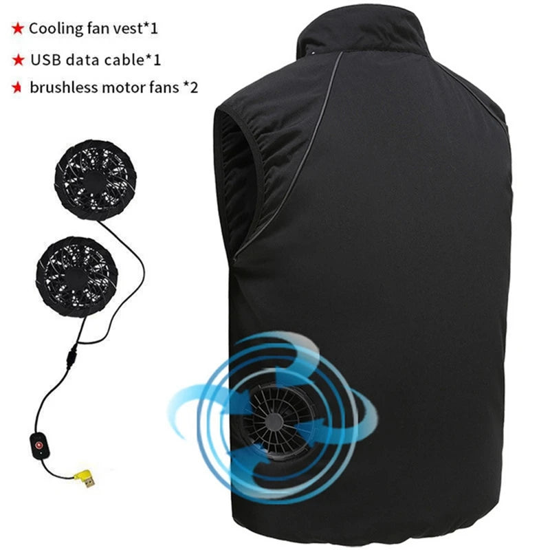 Men Summer Air Conditioning Clothing Fan Cooling Vest 2022 New USB Charging Cooling Sport Man Outdoor Solid Color Coat Plus Size - Live Store 4U