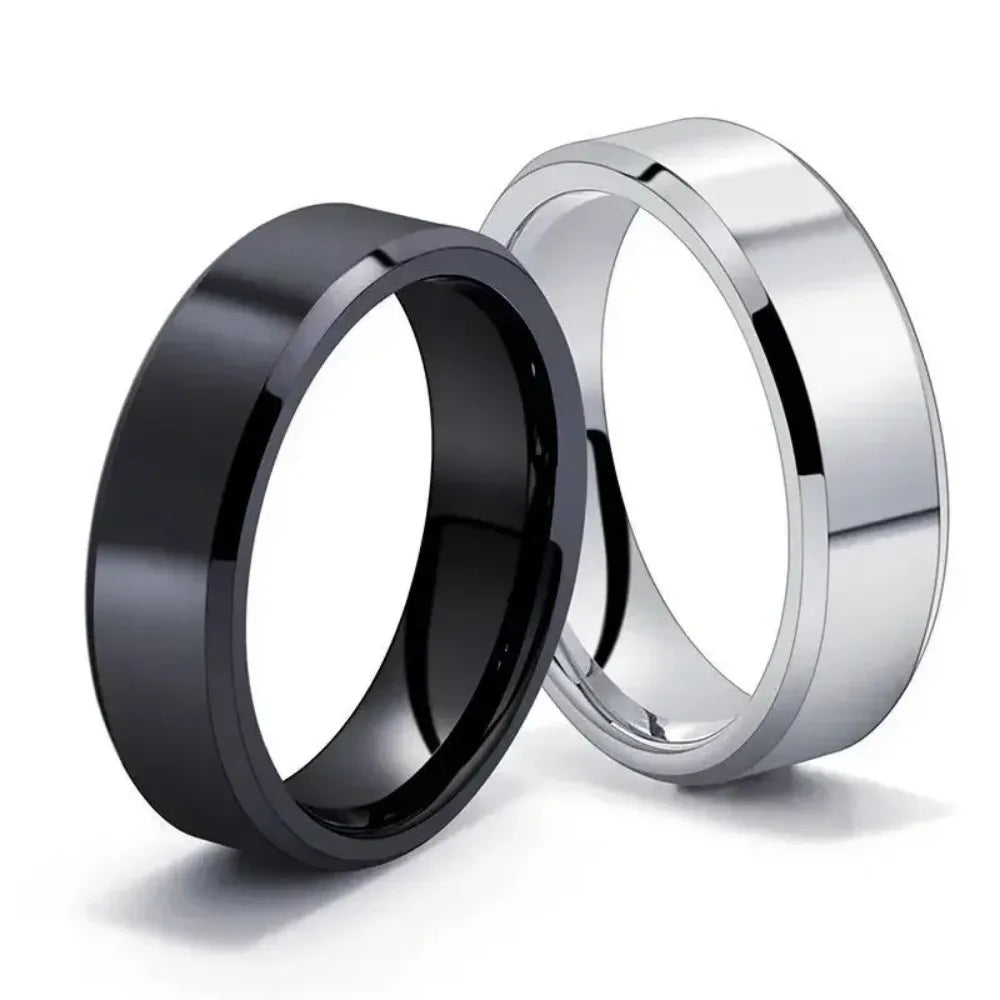 Fashion Charm Jewelry Ring for Men Women Stainless Steel Black Rings Wedding Engagement High Quality Matte Male Accessory - Live Store 4U