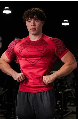 2025 New style Men's High Elastic Quick Dry Sports Shark T-Shirt Tight Workout Breathable Summer Gym Trendy Short sleev - Live Store 4U