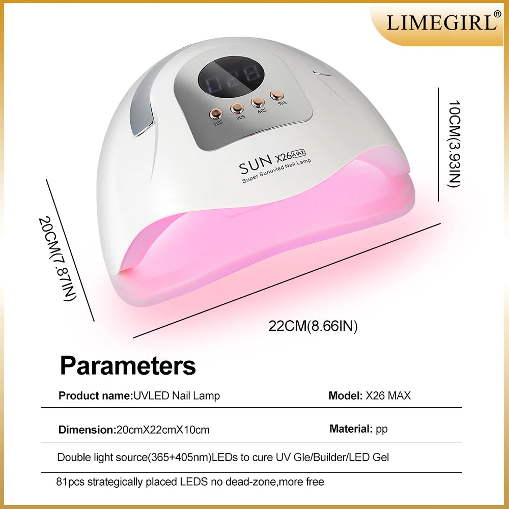 SUN X26MAX 81LED UV Lamp for Nails Drying Quick Curing All Gel Nail Polish Professional Powerful UV Light Dryer Manicure Salon