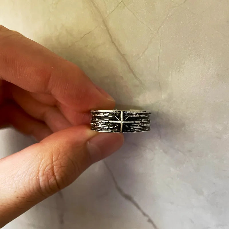 Retro Stary Night Art Ring For Men Silver Color Punk Gothic Adjustable Open Ring Rock Handmade Unisex Jewelry Accessories Gift - Live Store 4U