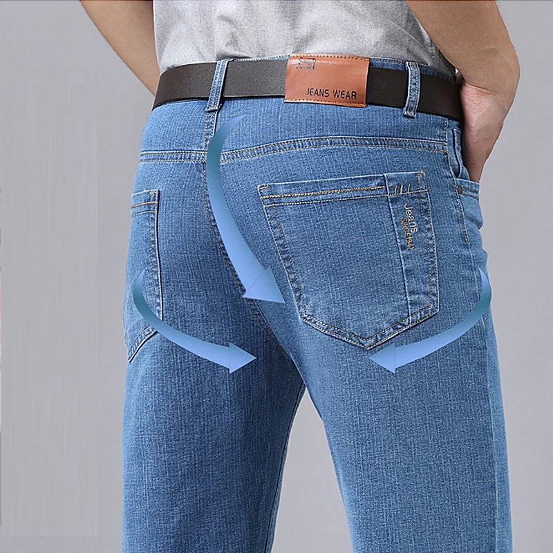 Men's Denim Jeans Thin Summer Straight Business Soft Fashion New High Quality Pants New Arrivals Dropship OL Work Trousers - Live Store 4U
