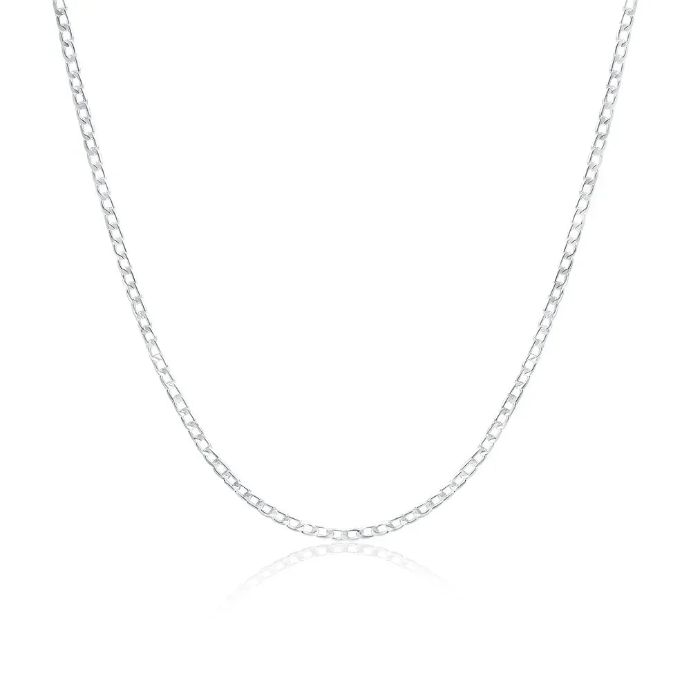 Wholesale Men's 925 Sterling Silver Necklace 2/4/6/8/10/12MM 40-75cm Chain Lobster Clasp Man Boy Women Engagement Jewelry - Live Store 4U