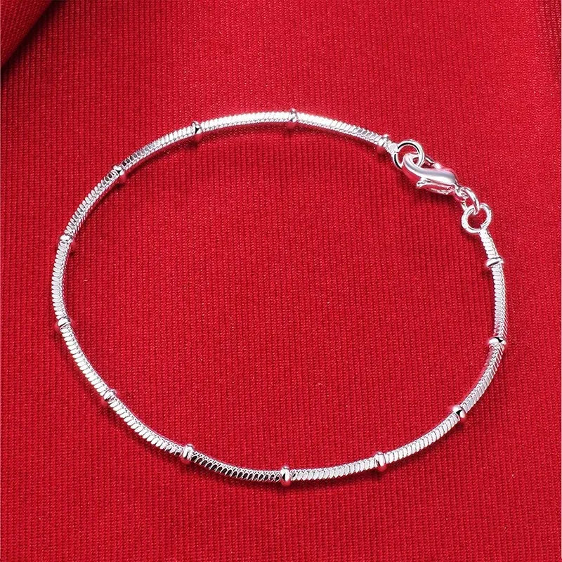Fine 925 Sterling Silver Noble Nice Chain Solid Bracelet for Women Men Charms Party Gift Wedding Fashion Jewelry Hot Model - Live Store 4U