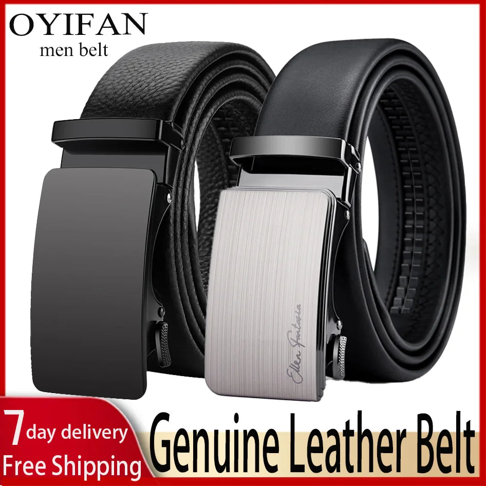 OYIFAN Men Belt Genuine Leather belt for men Alloy buckle ratchet belts Men Designer Belt Automatic belts 벨트 - Live Store 4U