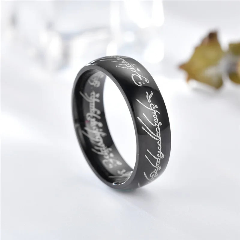 6MM Stainless Steel Laser Engraving Exquisite Couples Wedding Rings, Men And Women Fashion Movie Jewelry Gifts Wholesale - Live Store 4U