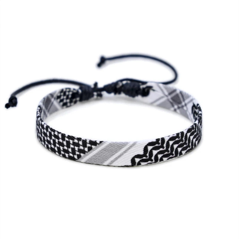 Geometric Polka Dot Palestine Bracelet for Men Women Hand Multicolor Weave Arabic Style Gaza Flag Jewelry Accessories