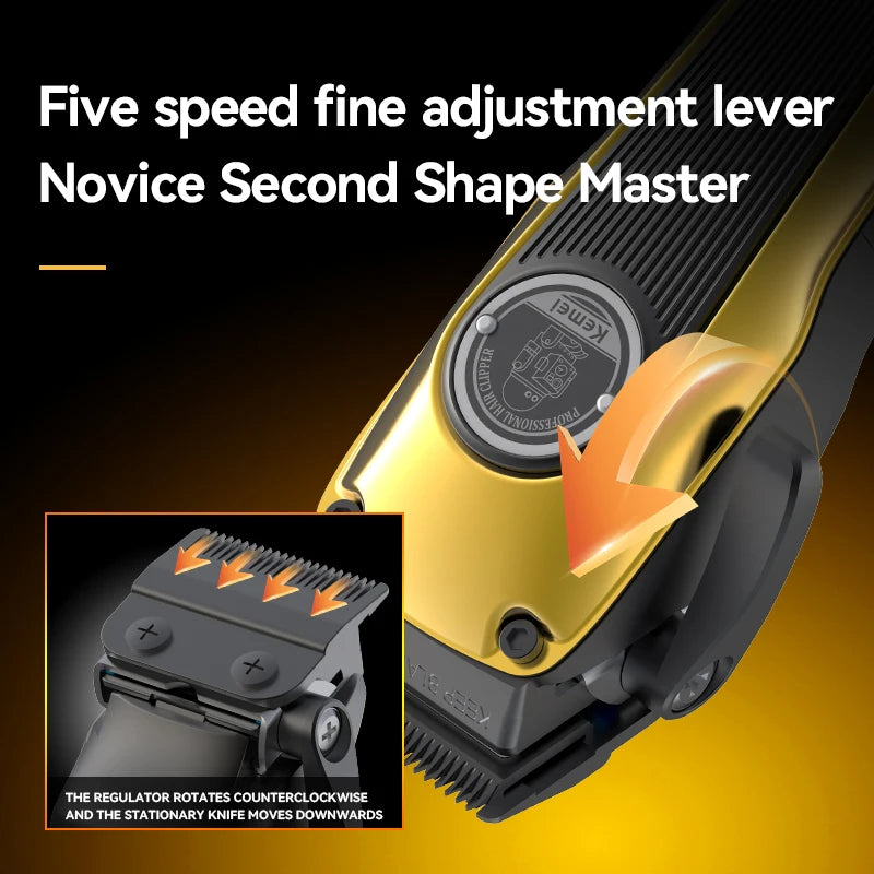 Kemei 1825 Electric Hair Clippers Man Professional Type-C Rechargeable Hair Cutting Machine Five-speed Adjustment Hair Trimmers
