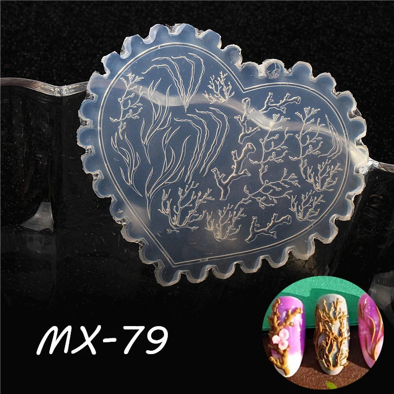 1 Pcs Tulip Sea Shell Jellyfish Goldfish Starfish 3D Acrylic Nail Mold Nail Decorations DIY Silicone Manicure Mold Nail Art Mold