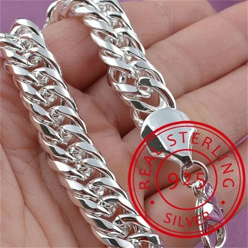 Fine 925 Sterling Silver Noble Nice Chain Solid Bracelet for Women Men Charms Party Gift Wedding Fashion Jewelry Hot Model - Live Store 4U