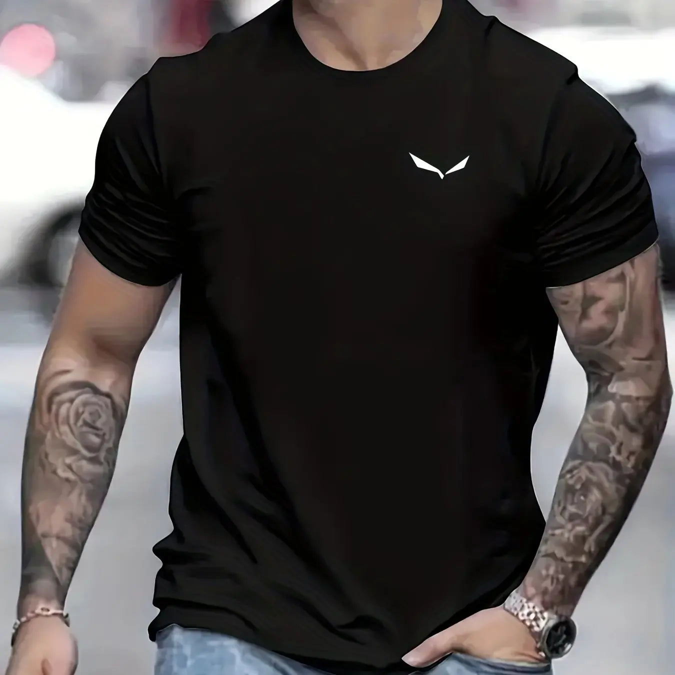 Men's Summer Loose Size 100% Cotton Bird Print Slim Fit Casual Round Neck Short Sleeve T-shirt Top - Live Store 4U