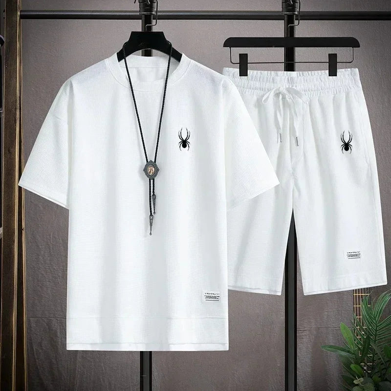 Men's short sleeved T-shirt and sports shorts set casual sportswear Korean fashion summer - Live Store 4U