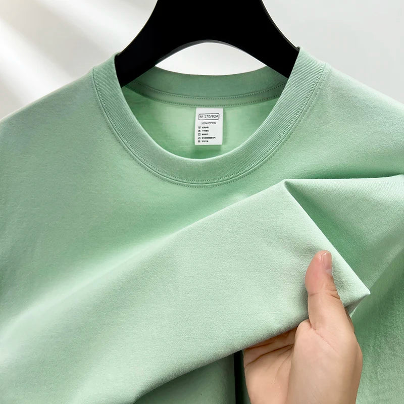 100% pure cotton summer high-end brand men's short sleeve round neck fashionable style half sleeved top breathable T-shirt - Live Store 4U