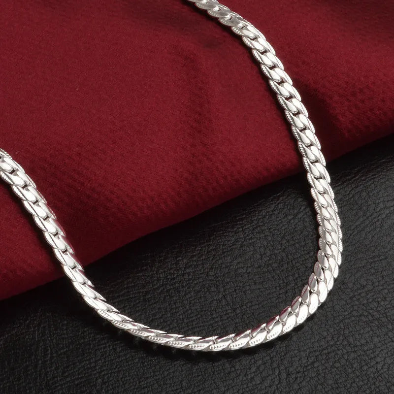 20-60cm 925 Sterling Silver Luxury Brand Design Noble Necklace Chain For Woman Men Fashion Wedding Engagement Jewelry Gifts - Live Store 4U