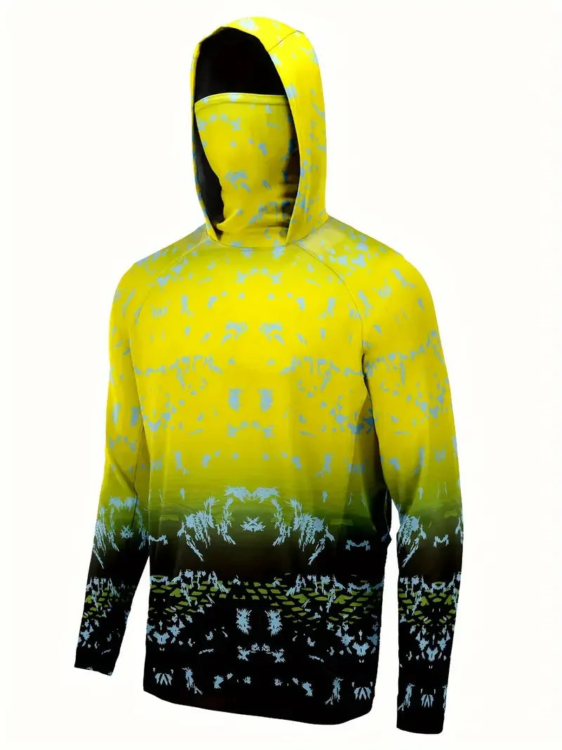 Fishing Shirt Hooded Men Fishing Clothes Outdoor Summer Mask Hoodie Sun Uv Protection Performance Jersey - Live Store 4U
