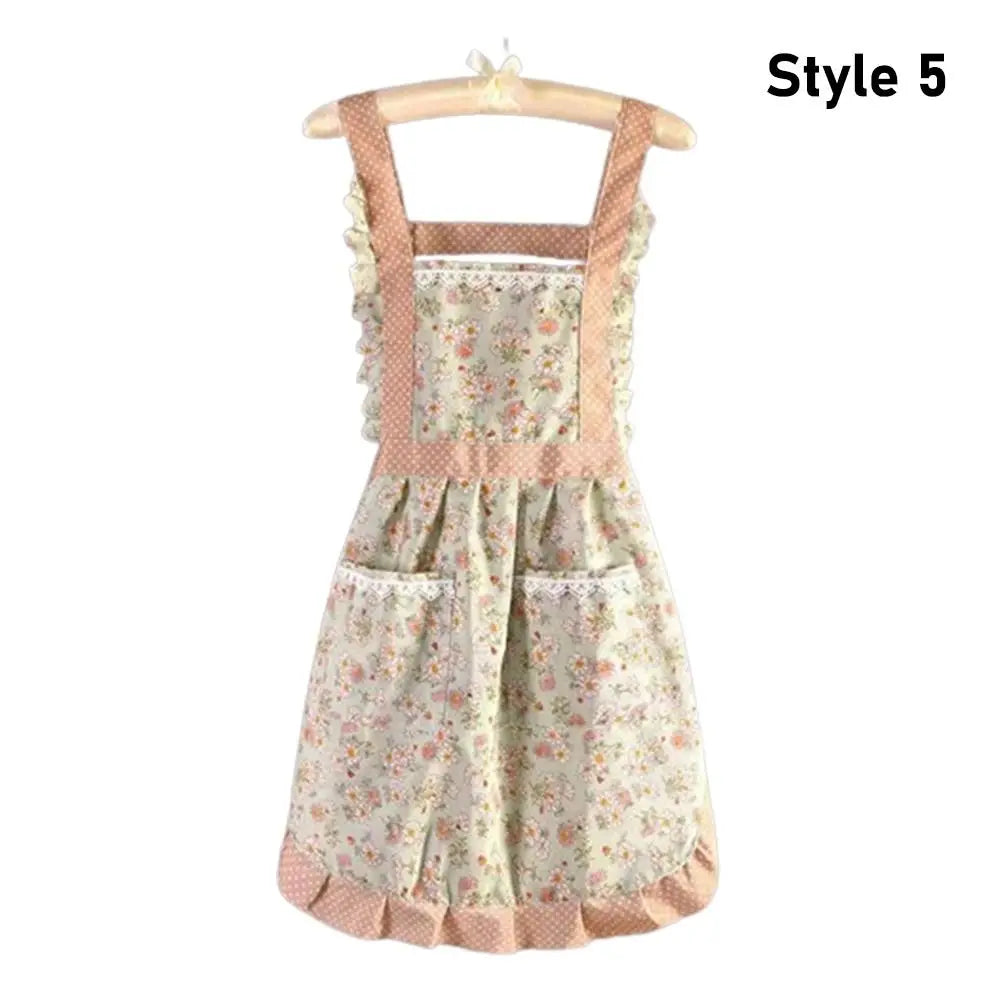 1Pcs New With Waistband Japanese Apron Baking Florist Cross Back Kitchen Cooking Aprons Women Housework Maid Dress Apron