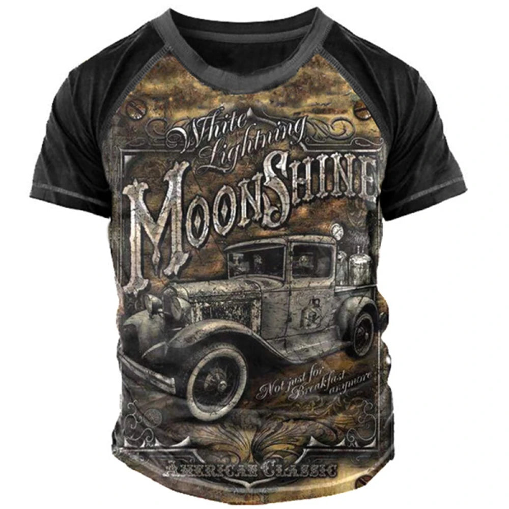 Men Vintage Motorcycle T Shirt 3d Print Casual Short Sleeve Loose Oversized Tshirts For Men Sweatshirt Men's Top Clothing Camise - Live Store 4U