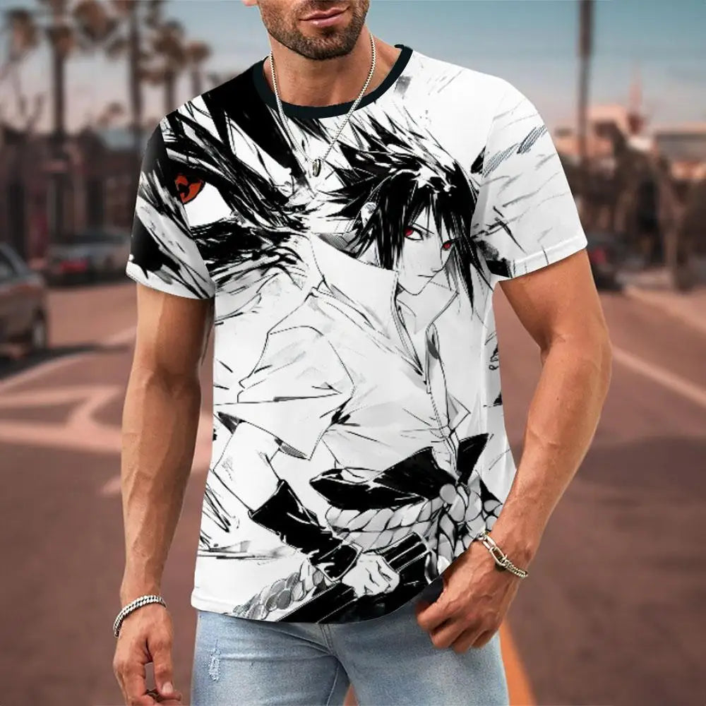 MINISO Naruto Men's T Shirt Japanese Anime 3D Prints Casual Short Sleeve Tees Street Oversized Clothing Fashion Cartoon T-Shirts - Live Store 4U