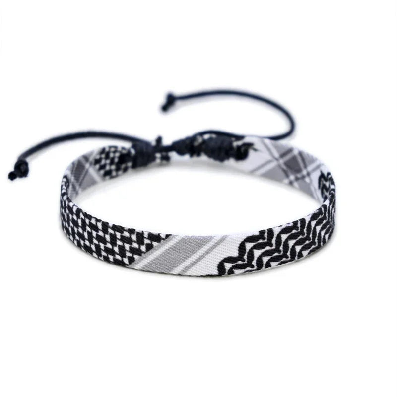 Palestine Bracelet for Men Women Geometric Polka Dot Multicolor Hand Weave Arabic Style Gaza Flag Jewelry Accessories Bracelets