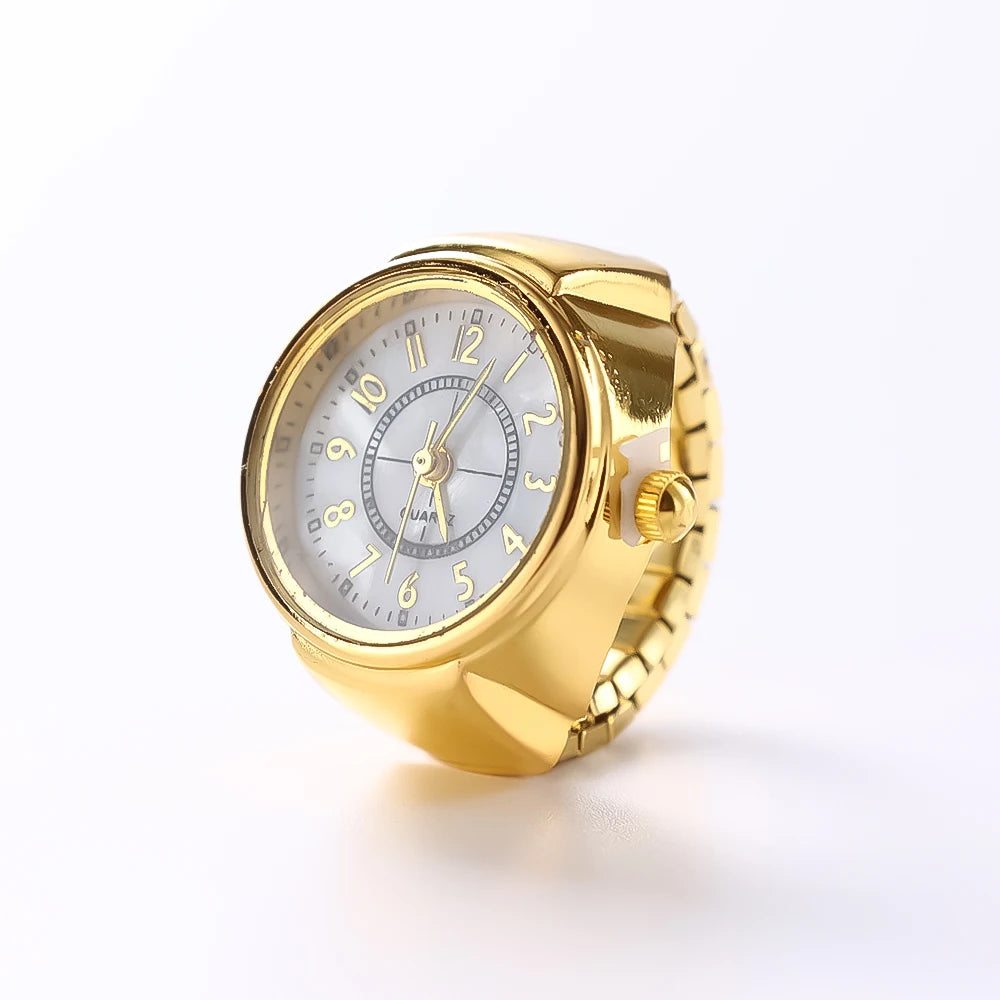 Vintage Punk Finger Watch Mini Elastic Strap Alloy Watches Couple Rings Jewelry Clock Retro Roman Quartz Watch Rings Women Men - Live Store 4U