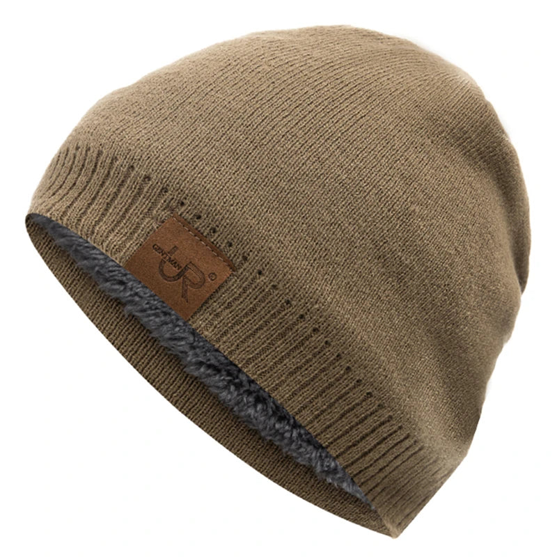 Unisex URGENTMAN Labal Winter Hats Solid Color Knitted Hats For Men And Women Beanie Cap Outdoor Add Fur Lining Warm Sports Hats - Live Store 4U