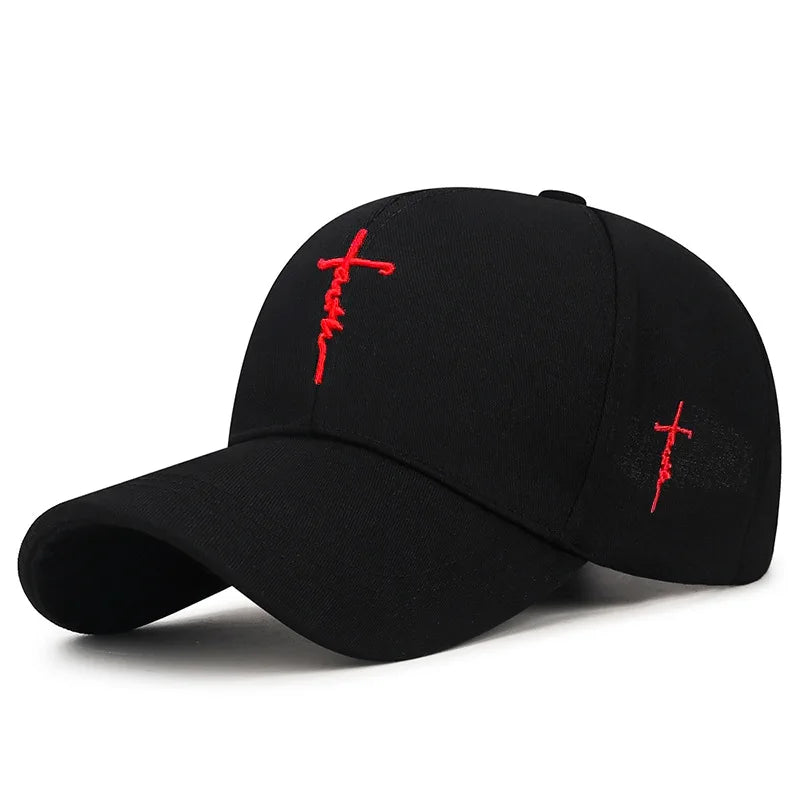 Embroidery English Cross Casual Baseball Cap Men's Women's Youth Adjustable Hat