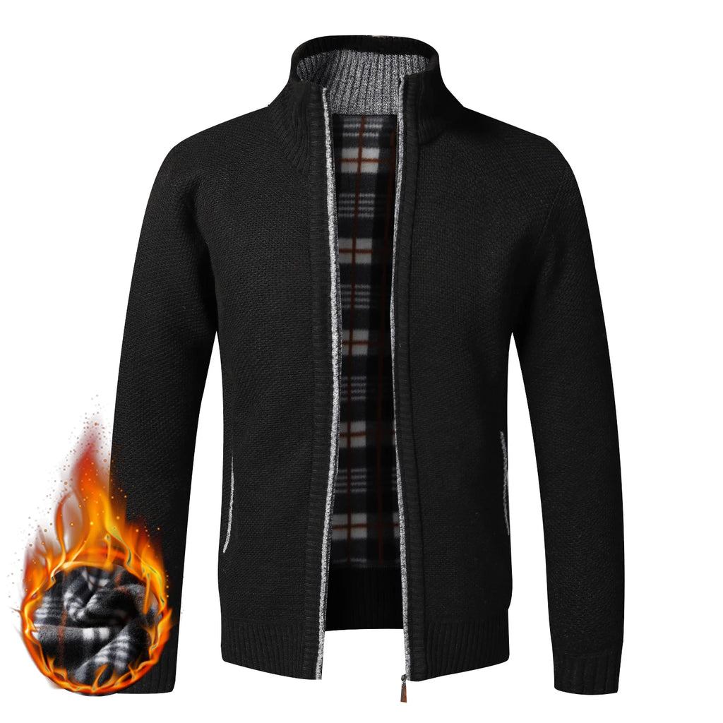 Autumn Winter Warm Cardigan Men Fleece Sweaters Full Zip Jackets Slim Fit Luxury Brand Knitted Sweater Coat American Jersey - Live Store 4U