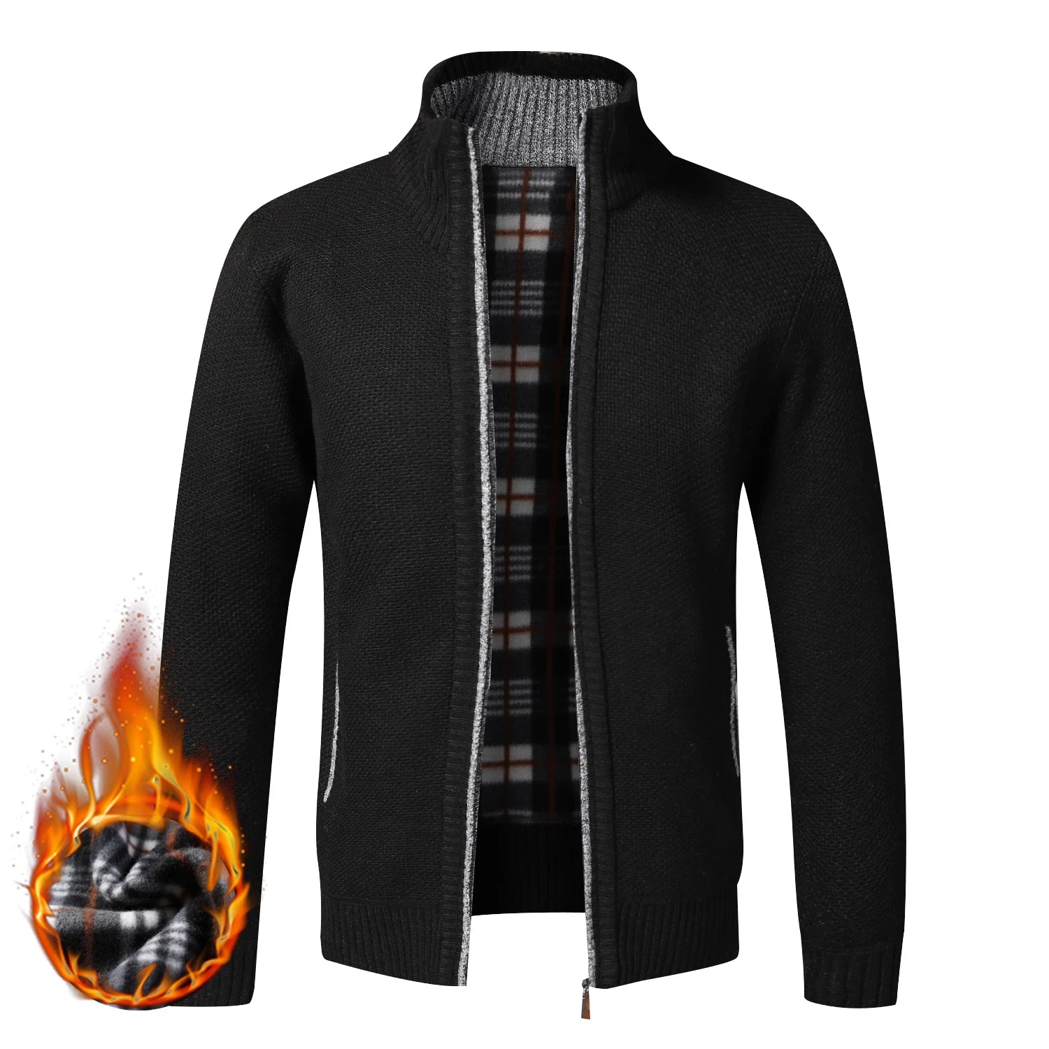 Autumn Winter Warm Cardigan Men Fleece Sweaters Full Zip Jackets Slim Fit Luxury Brand Knitted Sweater Coat American Jersey - Live Store 4U