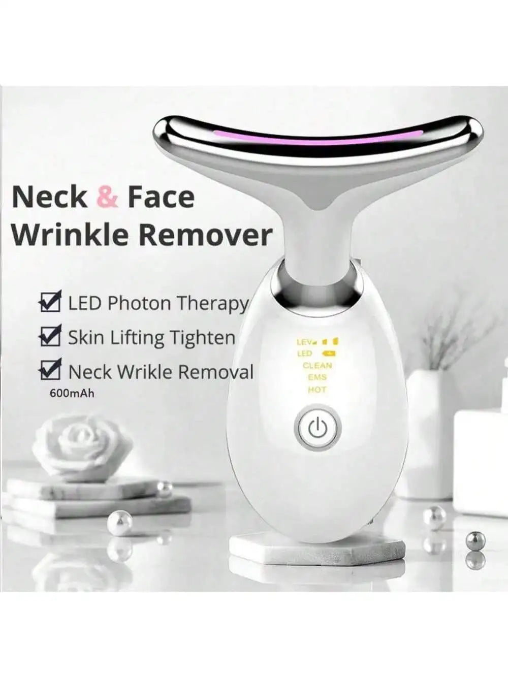 Neck Facial Lifting Device EMS Microcurrent LED Photon Therapy Vibration Face Massager Anti Wrinkles Tightening Skin Care Tools