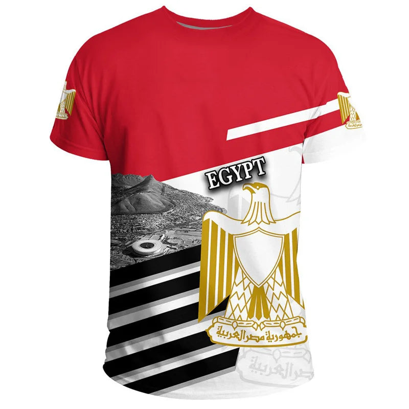 Egypt Pattern T-shirt Summer African 3D Printed Coat Of Arms T Shirts For Men Casual Crew Neck Tees Sports Loose Short Sleeves