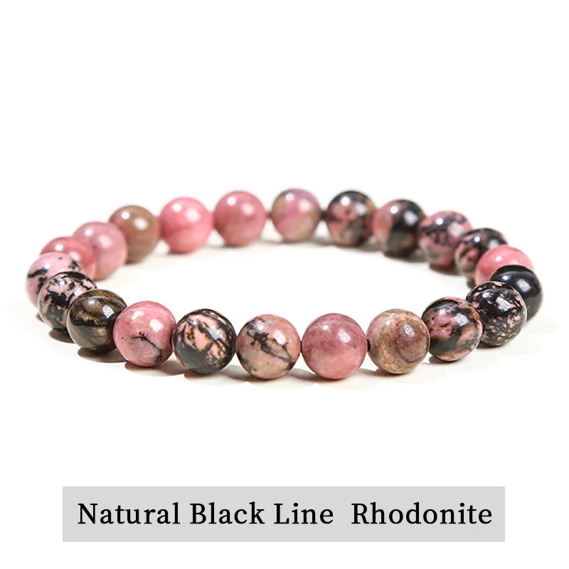 JD Natural Stone Beads Bracelet Amethyst Tiger Eye Crystal Quartz Agate Gem Beads Bangles Women Men Reiki Healling Jewelry Gift - Live Store 4U