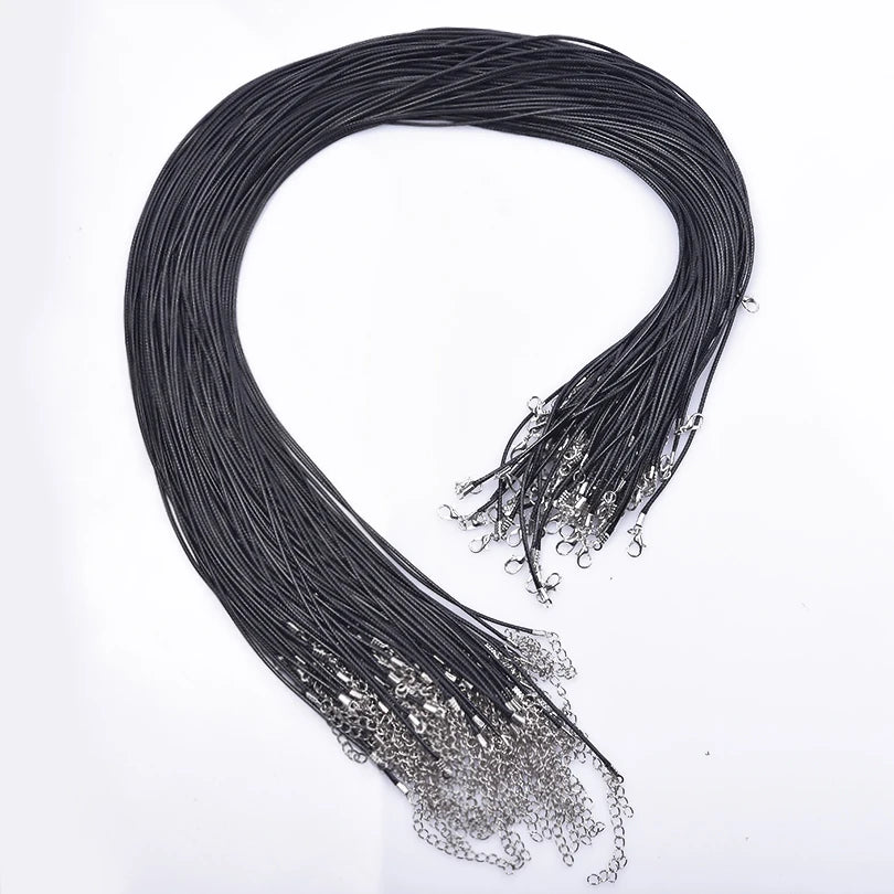 10/20/30pcs DIY 50cm Leather Rope Chain Necklace For Women Men Accessories Black Color Braided Adjustable Wax Cord Lobster Clasp - Live Store 4U