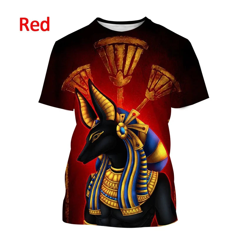 Anubis 3D T-shirt Ancient Egyptian God Eye of Egypt Pharaoh Anubis Wolf Unisex Harajuku Casual Short Sleeve Top