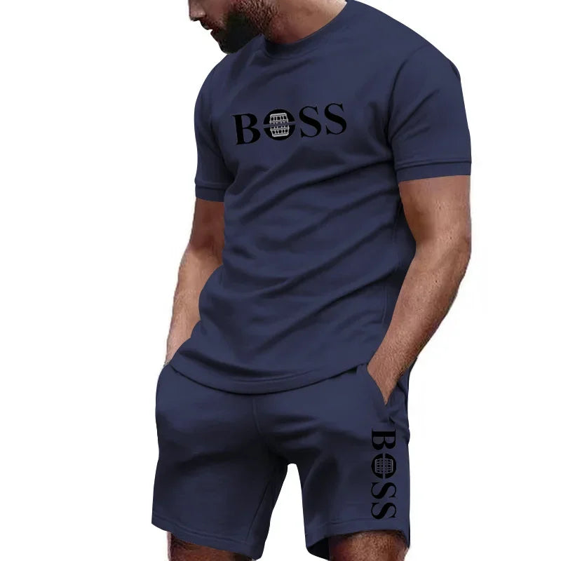 Men's two-piece sportswear, short sleeved T-shirt and pants set, running and fitness sportswear, summer 2024, big discount, 2024 - Live Store 4U