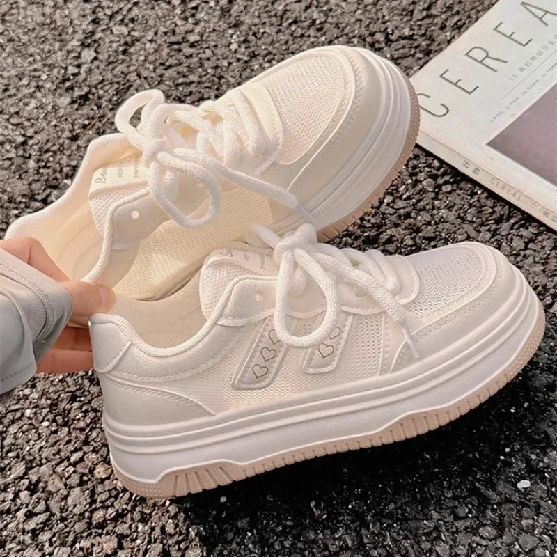 2025 New! Summer Women's Fashionable Sneakers - Small White Casual  Breathable Mesh  Rubber Surface